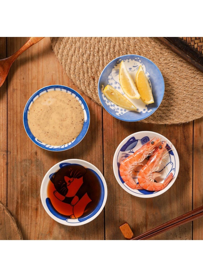 Sauce Dish Set, 4 Inch Japanese Style Ceramic Dipping Bowls for Sushi, Snacks & Small Plates, Mini Appetizer Saucers - Image 4