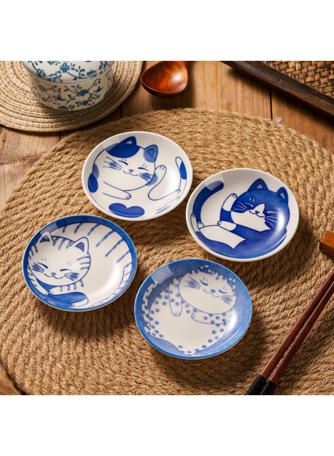 Sauce Dish Set, 4 Inch Japanese Style Ceramic Dipping Bowls for Sushi, Snacks & Small Plates, Mini Appetizer Saucers - Image 3