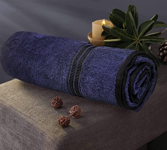 Lukzer 1PC 600 GSM Bath Towel Soft 100% Cotton Light Weight Super Absorbant Perfect for Bathroom Body Napkin (75x150cm/Dark Blue) - Image 3