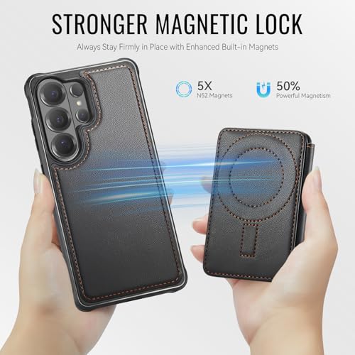 Usroom for Samsung Galaxy S26 Ultra Case Wallet Compatible with Magsafe, RFID Blocking Magnetic Card Holder 2 in 1 Detachable Kickstand Shockproof Phone Case for Galaxy S26 Ultra 6.9" Black - Image 2