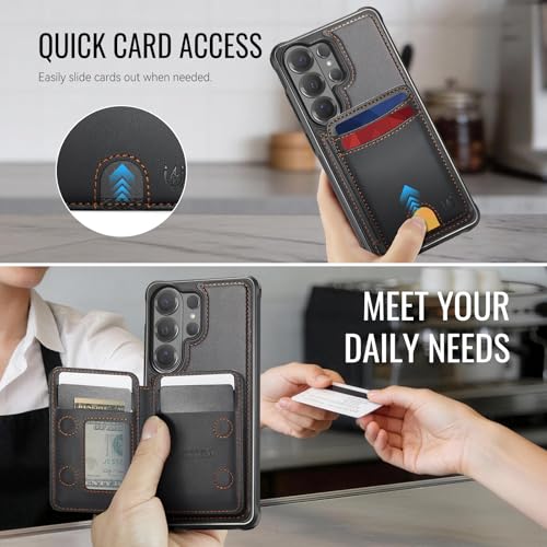 Usroom for Samsung Galaxy S26 Ultra Case Wallet Compatible with Magsafe, RFID Blocking Magnetic Card Holder 2 in 1 Detachable Kickstand Shockproof Phone Case for Galaxy S26 Ultra 6.9" Black - Image 4