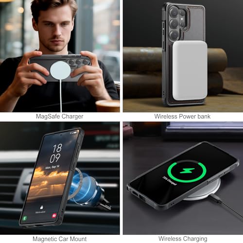 Usroom for Samsung Galaxy S26 Ultra Case Wallet Compatible with Magsafe, RFID Blocking Magnetic Card Holder 2 in 1 Detachable Kickstand Shockproof Phone Case for Galaxy S26 Ultra 6.9" Black - Image 3