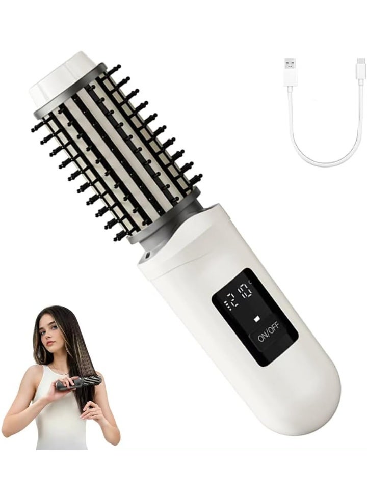 Arabest Cordless Hair Straightener Brush Curling Iron Rechargeable Battery-Powered, 3-in-1 Portable Hot Straightener Curling Comb 3 Temperature Settings with LCD Display - Image 1