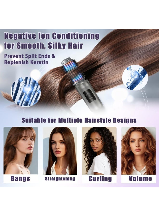 Arabest Cordless Hair Straightener Brush Curling Iron Rechargeable Battery-Powered, 3-in-1 Portable Hot Straightener Curling Comb 3 Temperature Settings with LCD Display - Image 3