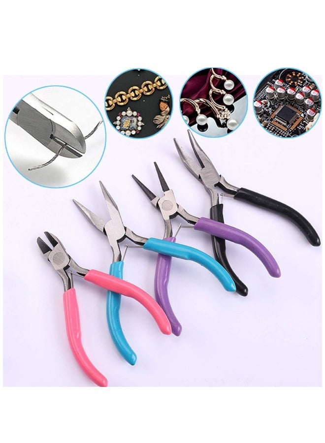4 Pack Jewelry Pliers Jewelry Making Pliers Tools Kit With Needle Nose Pliers Or Chain Nose Pliers, Round Nose Pliers, Bent Nose Pliers, Wire Cutters For Wire Wrapping Earring Craft Making Supplies  - Image 3