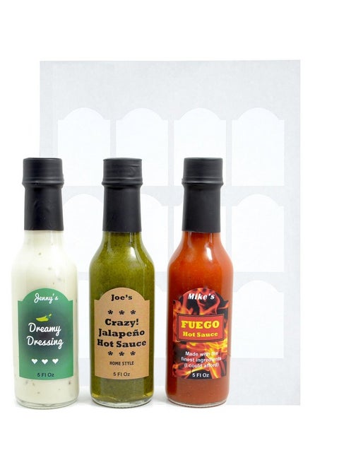 Decorative Labels For Hot Sauce Bottles - 120 Blank Hot Sauce Labels, Perfect For 5Oz Woozy