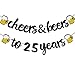 Joymee 25th Birthday Decorations for Men Women Cheers to 25 Years Banner PreStrung 25th Beer Happy Birthday Party Decorations Black Gold - Image 2