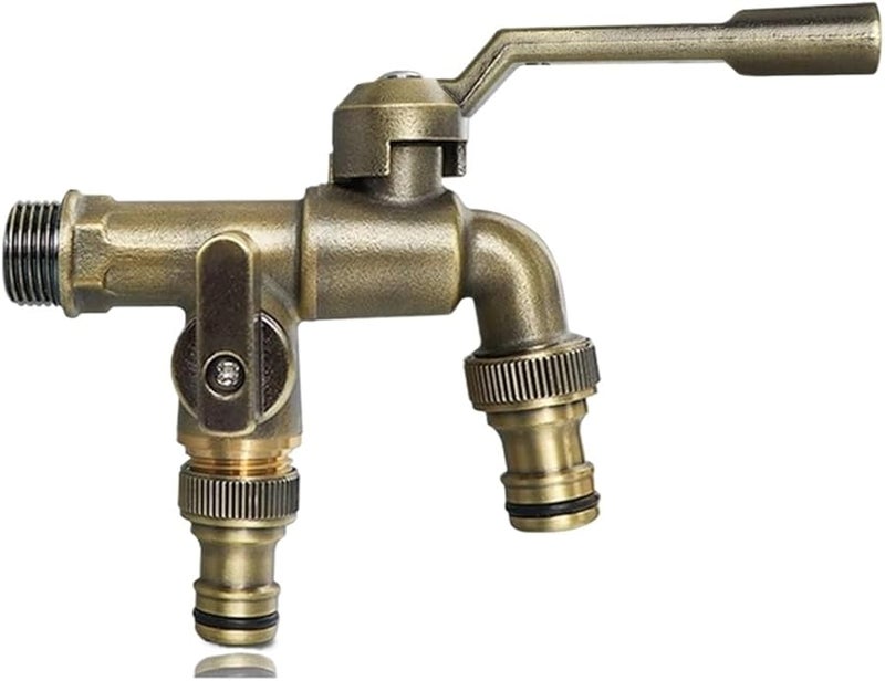 برجوندي جميع النحاس مضاد للتجمد صنبور خارجي مدخل واحد مخرجين سقي الحديقة - Image 2
