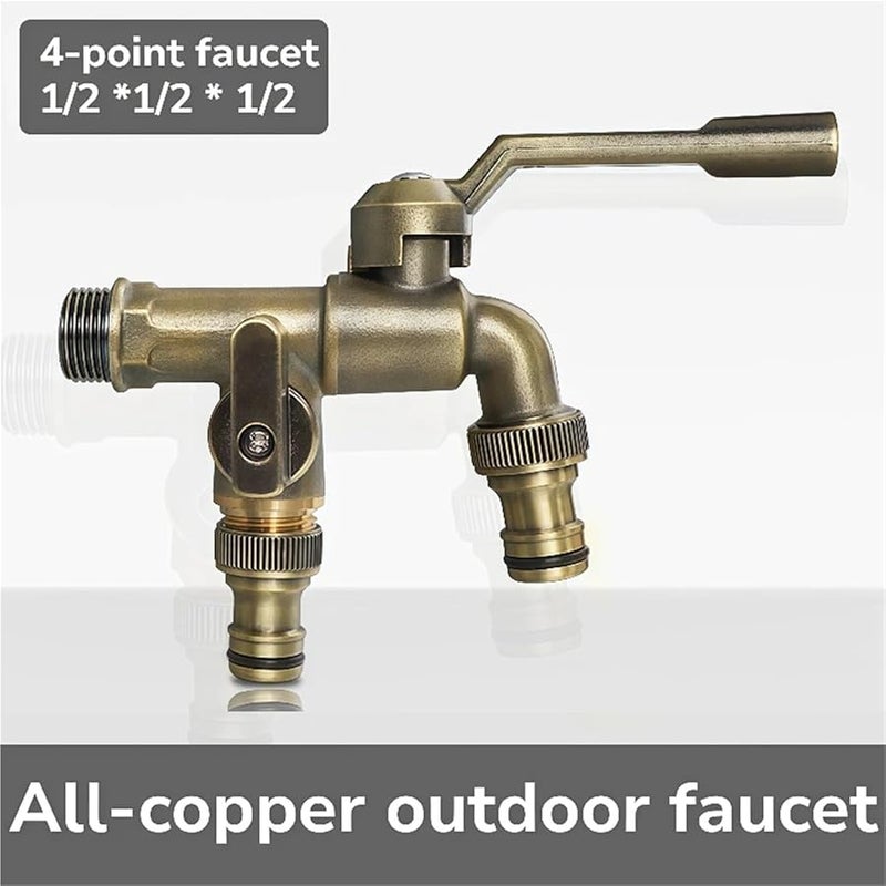 برجوندي جميع النحاس مضاد للتجمد صنبور خارجي مدخل واحد مخرجين سقي الحديقة - Image 4