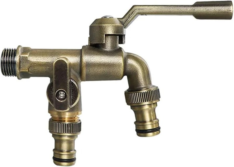برجوندي جميع النحاس مضاد للتجمد صنبور خارجي مدخل واحد مخرجين سقي الحديقة - Image 5