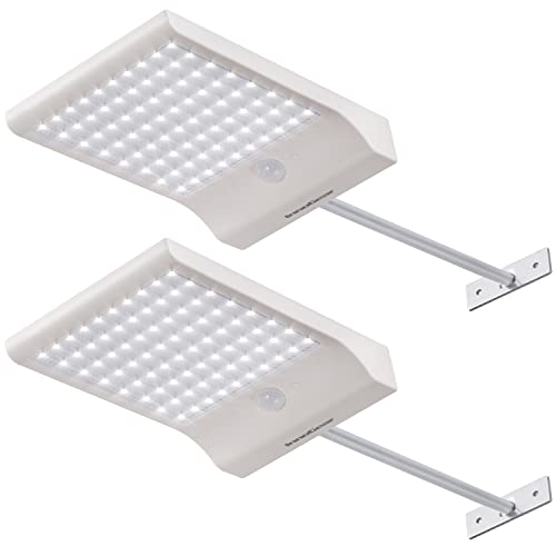 InnoGear Solar Gutter Lights Outdoor, 80 LED Wall Mount Lighting with Motion Sensor 4 Working Modes IP65 Waterproof 450 Lumens for Front Door Yard Garage, Pack of 2 - Image 1