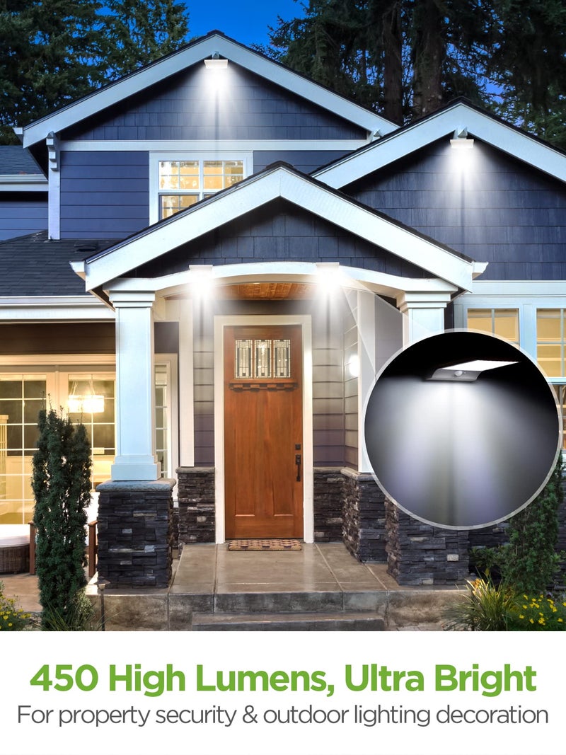 InnoGear Solar Gutter Lights Outdoor, 80 LED Wall Mount Lighting with Motion Sensor 4 Working Modes IP65 Waterproof 450 Lumens for Front Door Yard Garage, Pack of 2 - Image 2