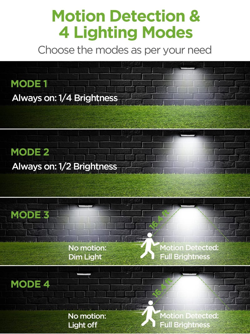 InnoGear Solar Gutter Lights Outdoor, 80 LED Wall Mount Lighting with Motion Sensor 4 Working Modes IP65 Waterproof 450 Lumens for Front Door Yard Garage, Pack of 2 - Image 3
