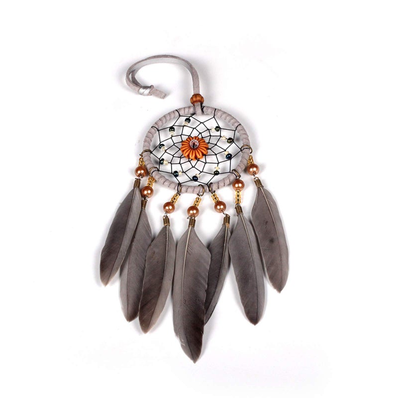 SPANICE Feather Dream Catcher Car Interior Rearview Pendant, Feather Dream Catchers Wall Hanging Decorations(Style 1 - Grey) - Image 2