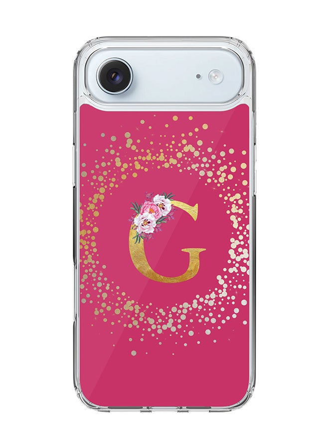 Stylizedd Classic Clear MagSafe Case for iPhone 17 Air , Hybrid Soft Case Flexible Edges Anti Drop TPU PC Gel Thin Transparent Cover [ Designed for iPhone 17 Air ] - Custom Monogram Initial Letter Floral Pattern Alphabet - G ( Deep Pink Rose )