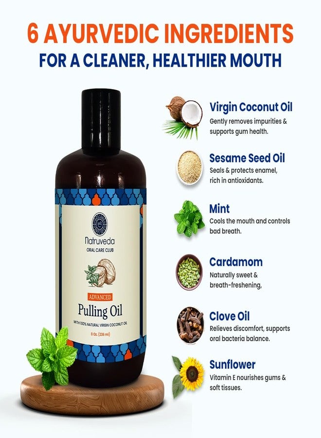 Natruveda Coconut Oil Pulling Mouthwash - 8 oz, Virgin Clove & Mint Blend, Ayurvedic Oral Rinse for Teeth Whitening, Natural Mouthwash for Gums, Gentle Pulling Oil for Daily Use - Image 3