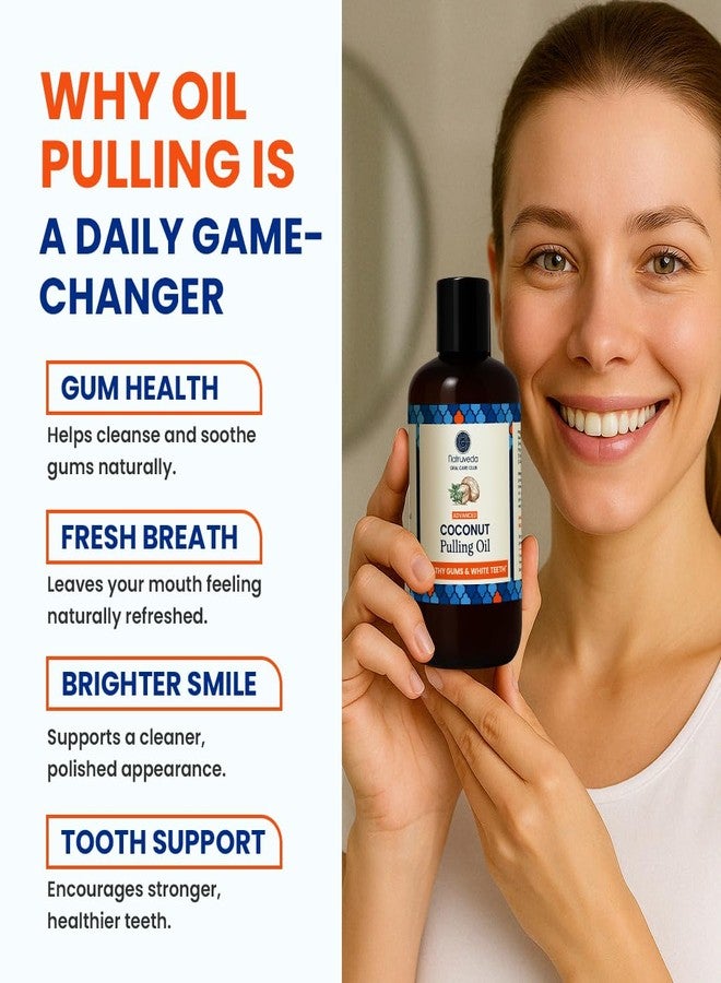 Natruveda Coconut Oil Pulling Mouthwash - 8 oz, Virgin Clove & Mint Blend, Ayurvedic Oral Rinse for Teeth Whitening, Natural Mouthwash for Gums, Gentle Pulling Oil for Daily Use - Image 2