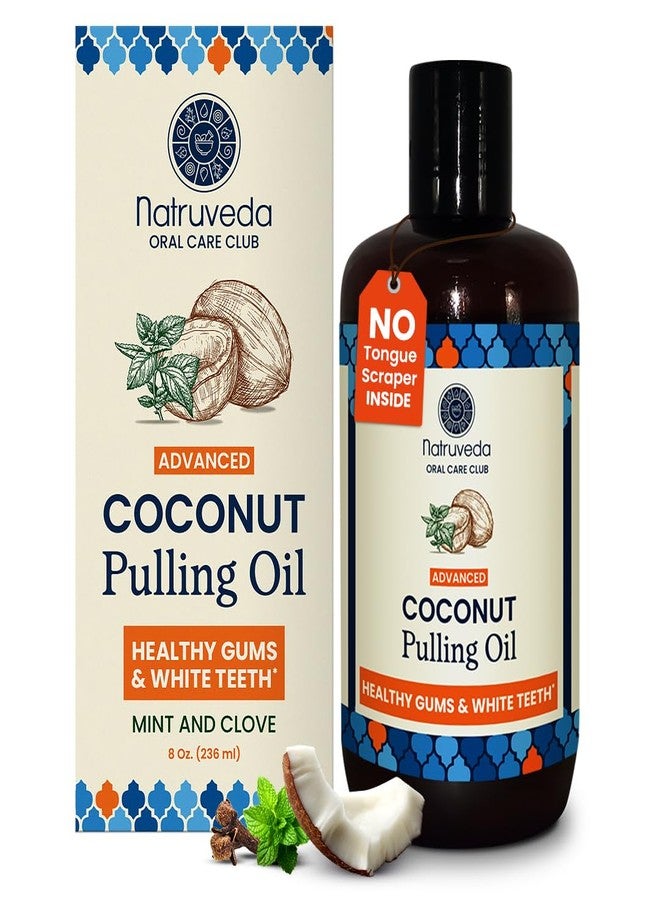 Natruveda Coconut Oil Pulling Mouthwash - 8 oz, Virgin Clove & Mint Blend, Ayurvedic Oral Rinse for Teeth Whitening, Natural Mouthwash for Gums, Gentle Pulling Oil for Daily Use - Image 1