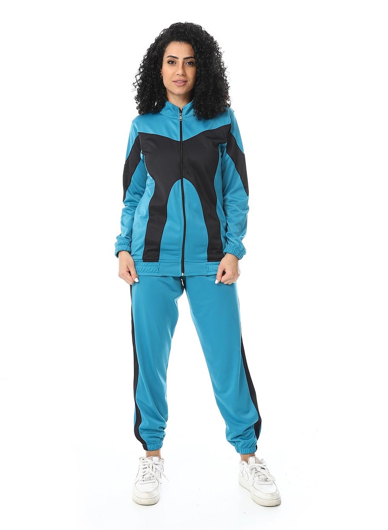 سيزار ترنج رياضي حريمي قطعتين بنصف رقبة وسوستة من الأمام - Image 1