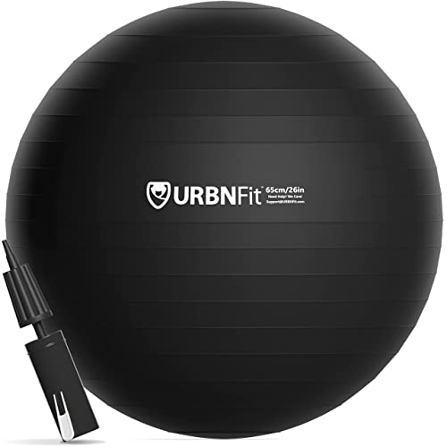 URBNFit Exercise Ball Yoga Ball in Multiple Sizes for Yoga Pilates Pregnancy Stability AntiBurst Swiss Balance Ball wQuick Pump Office Ball Chair for Home and Gym 18 Inch Black - Image 1