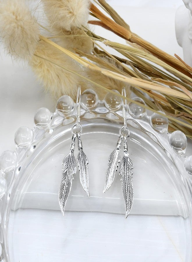 ايرافيدا أقراط متدلية من الفضة الإسترليني عيار 925 بتصميم ريش مزدوج مذهل من إيرافيدا | مجوهرات ريش فاخرة وأنيقة لإطلالة خالدة - Image 5