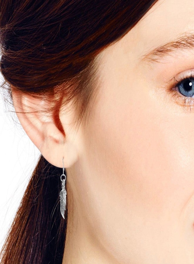 ايرافيدا أقراط متدلية من الفضة الإسترليني عيار 925 بتصميم ريش مزدوج مذهل من إيرافيدا | مجوهرات ريش فاخرة وأنيقة لإطلالة خالدة - Image 3