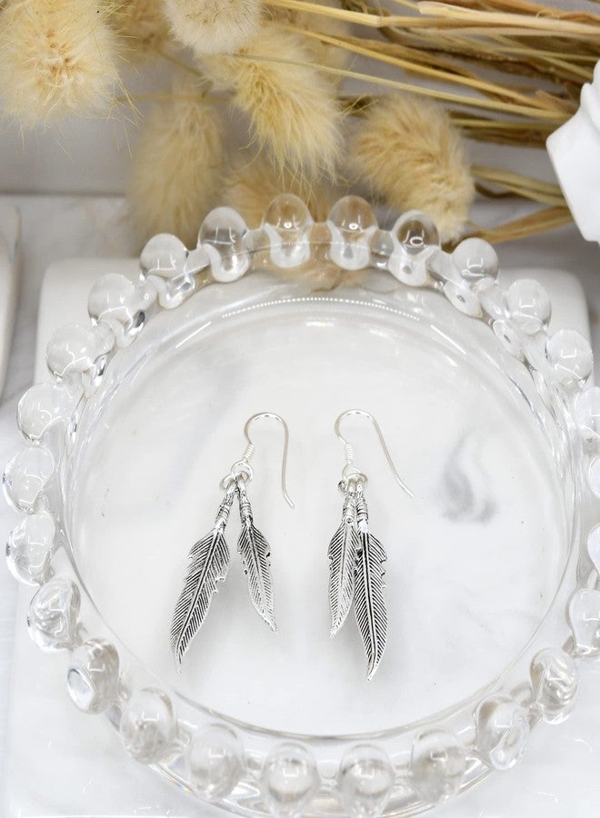 ايرافيدا أقراط متدلية من الفضة الإسترليني عيار 925 بتصميم ريش مزدوج مذهل من إيرافيدا | مجوهرات ريش فاخرة وأنيقة لإطلالة خالدة - Image 4