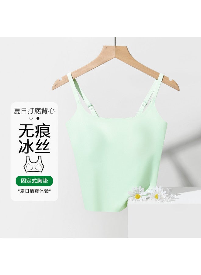 Red Bean Padded Strappy Undershirt For Women, Seamless Sleeveless Top With Built-In Bra, Lightweight And Suitable For Outer Wear - Image 2