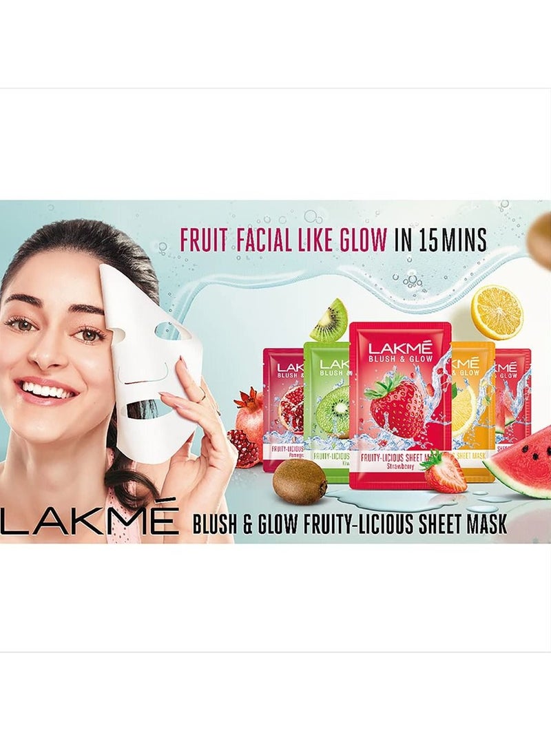 Blush & Glow Sheet Mask Pack of 5 Fruit Facial Like Glow 25 ml
