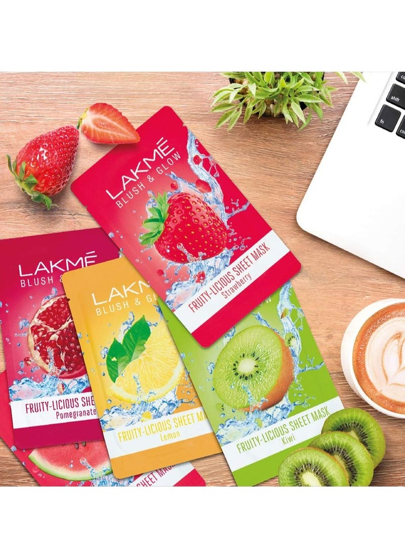 Blush & Glow Sheet Mask Pack of 5 Fruit Facial Like Glow 25 ml