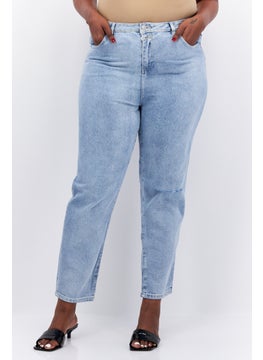 Women Plus Size Light Wash Non Stretch Jeans, Blue