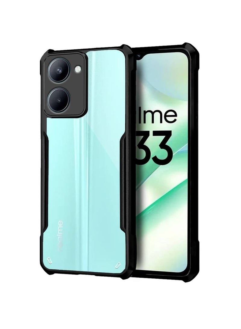 TEAM LUXURY realme C33 4G Black Mobile Phone Case Cover, Ultra-Thin Lightweight Cover Soft TPU Bumper + Acrylic Clear Back Case Cover - Image 1