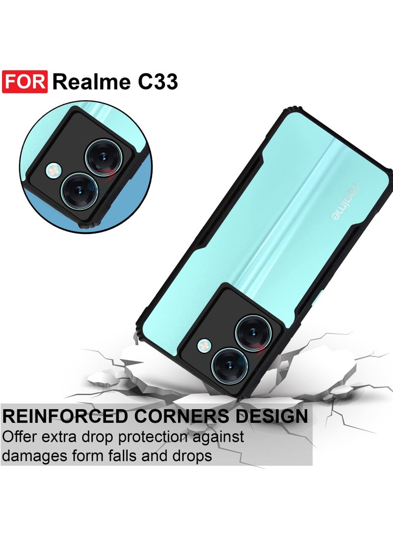 TEAM LUXURY realme C33 4G Black Mobile Phone Case Cover, Ultra-Thin Lightweight Cover Soft TPU Bumper + Acrylic Clear Back Case Cover - Image 3