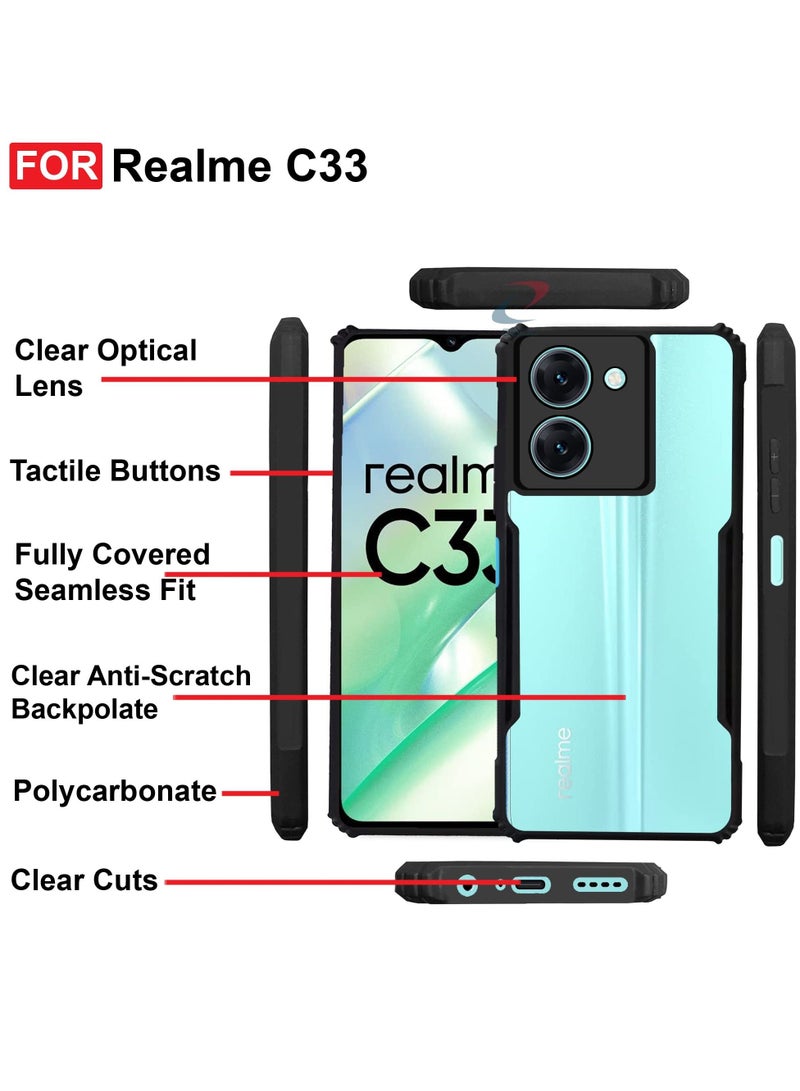 TEAM LUXURY realme C33 4G Black Mobile Phone Case Cover, Ultra-Thin Lightweight Cover Soft TPU Bumper + Acrylic Clear Back Case Cover - Image 4
