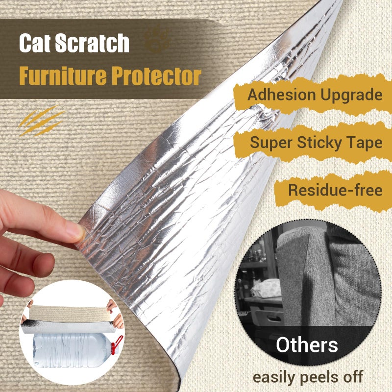 COCTN Cat Scratch Couch Furniture Protector, 90" x 16" Trimmable Anti-Scratch Couch Protector from Cat Claws with Double Self-Adhesive Carpet, Great for Sofa & Indoor Wooden Furniture (Off White) - Image 3