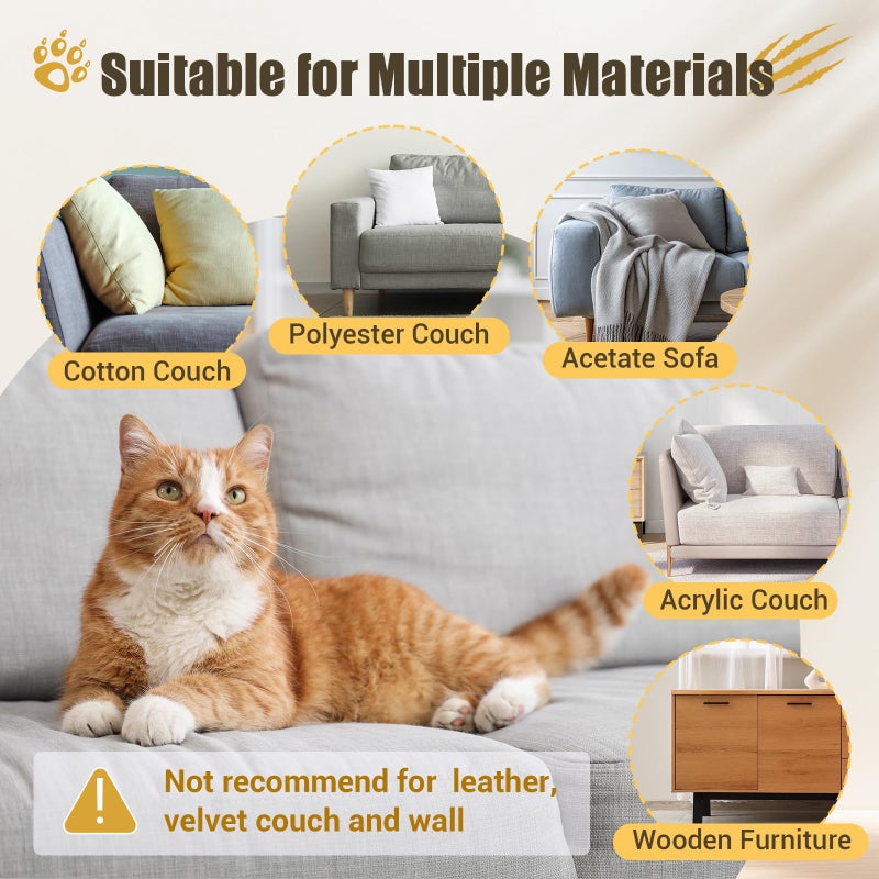 COCTN Cat Scratch Couch Furniture Protector, 90" x 16" Trimmable Anti-Scratch Couch Protector from Cat Claws with Double Self-Adhesive Carpet, Great for Sofa & Indoor Wooden Furniture (Off White) - Image 4