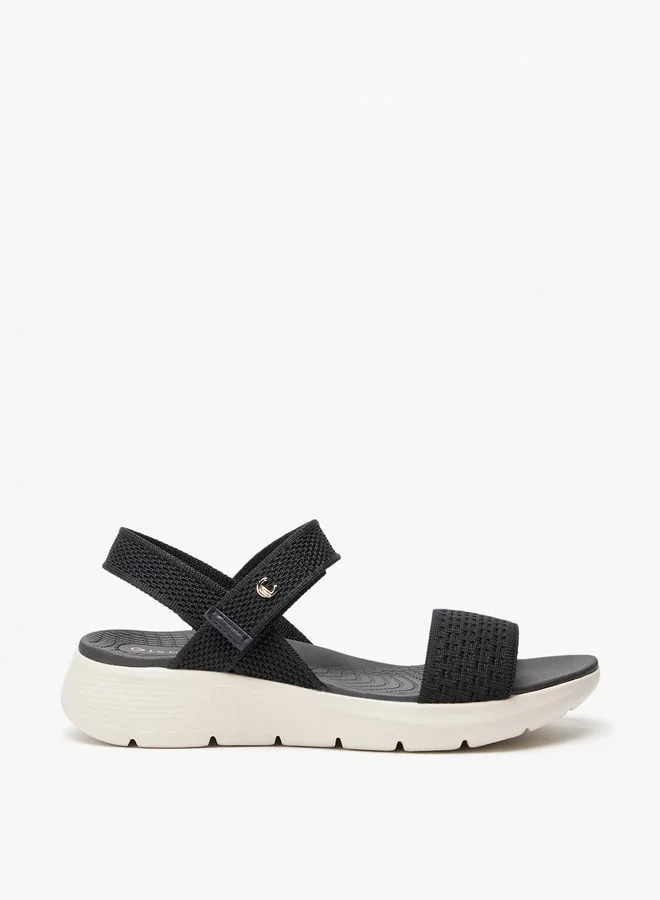 لو كونفورت Women's Textured Flyknit Sandals with Hook and Loop Closure