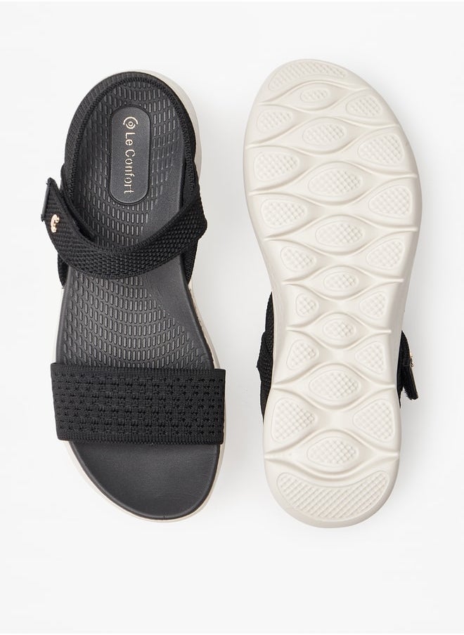 Le Confort - Women's Textured Flyknit Sandals with Hook and Loop Closure - Image 1