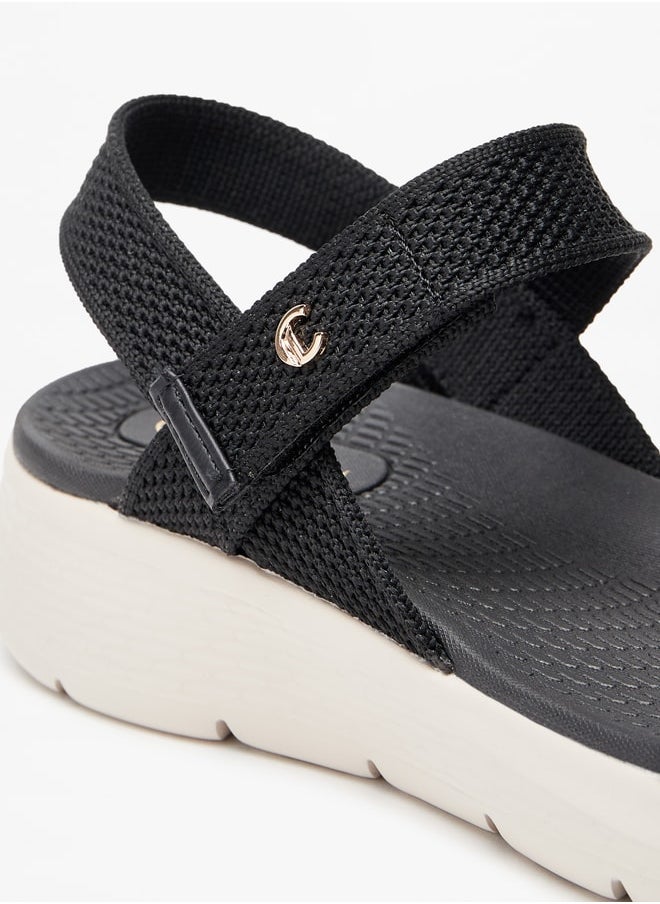 Le Confort - Women's Textured Flyknit Sandals with Hook and Loop Closure - Image 1