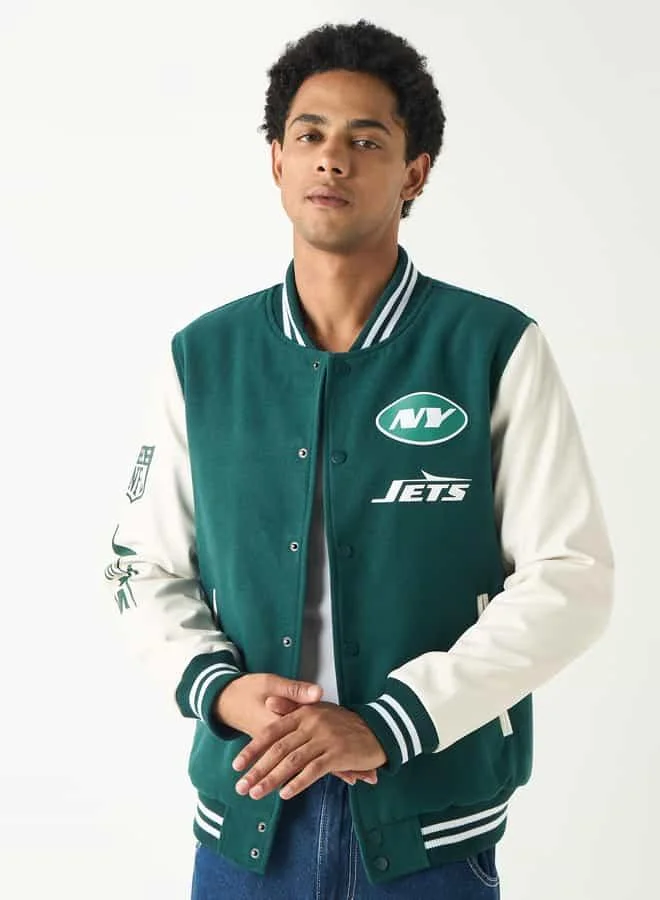 SP Characters The New York Jets Print Button Through Jacket with Pockets