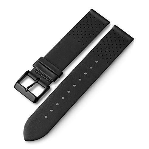 Timex 20mm Genuine Leather Quick-Release Strap – Perforated Black with Black Buckle (TW7C64600) - Image 1