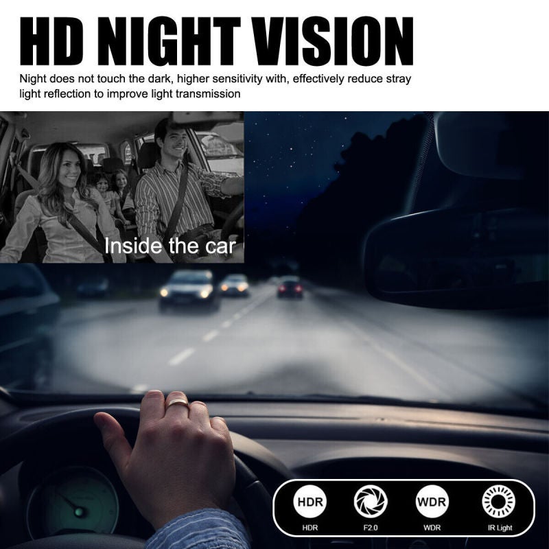 كاميرا سيارة للتسجيل بدقة 1080P بعدسات ثلاثية، مثبتة أمامية ومدمجة مع مسجل خلفي، شاشة بحجم 3.16 بوصة، زاوية واسعة 170 درجة، مستشعر عالي الدقة للرؤية الليلية G، تسجيل دائري لمراقبة على مدار 24 ساعة، مزودة بتقنية واي فاي وبطاقة 32 جيجابايت. - Image 3
