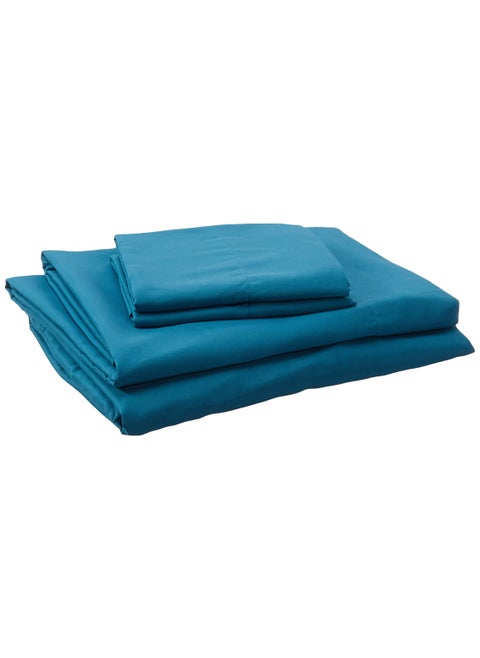 Comfort Spaces Microfiber Bed Sheets Set 14"" Deep Pocket  Wrinkle Resistant  All Around Elastic - Year-Round Cozy Bedding Sheet  Matching Pillow Cases  Twin XL  Teal 4 Piece