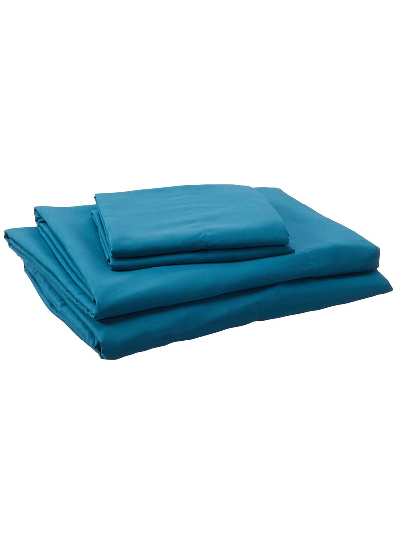 Comfort Spaces Comfort Spaces Microfiber Bed Sheets Set 14"" Deep Pocket  Wrinkle Resistant  All Around Elastic - Year-Round Cozy Bedding Sheet  Matching Pillow Cases  Twin XL  Teal 4 Piece  - Image 1