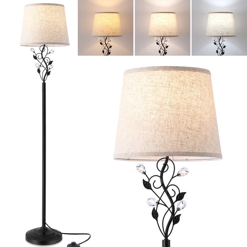 Sheetea Sheeta 65â€™â€™ Floor Lamps for Living Room with 3 Color Temperatures LED Bulb, Standing Lamp Tall Farmhouse Floor Lamp with Rustic Leaf Design, Tall Lamps for Living Room Bedroom Office Reading, Black - Image 1