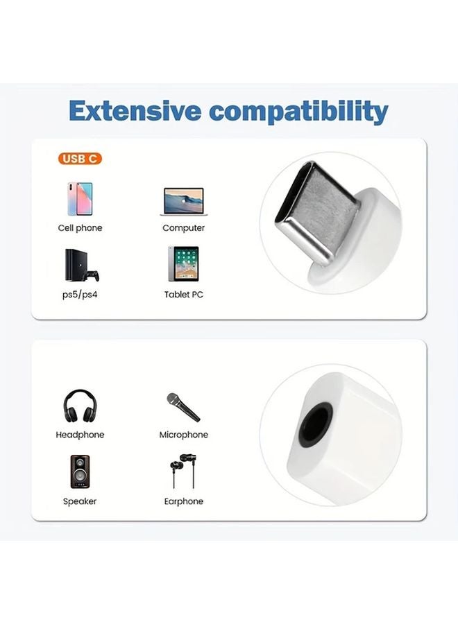 White USB C to 3 5mm Headphone Jack Adapter 2 Pack Compatible with iPhone 15 S23 S22 Ultra iPad Pro Pixel - Image 4
