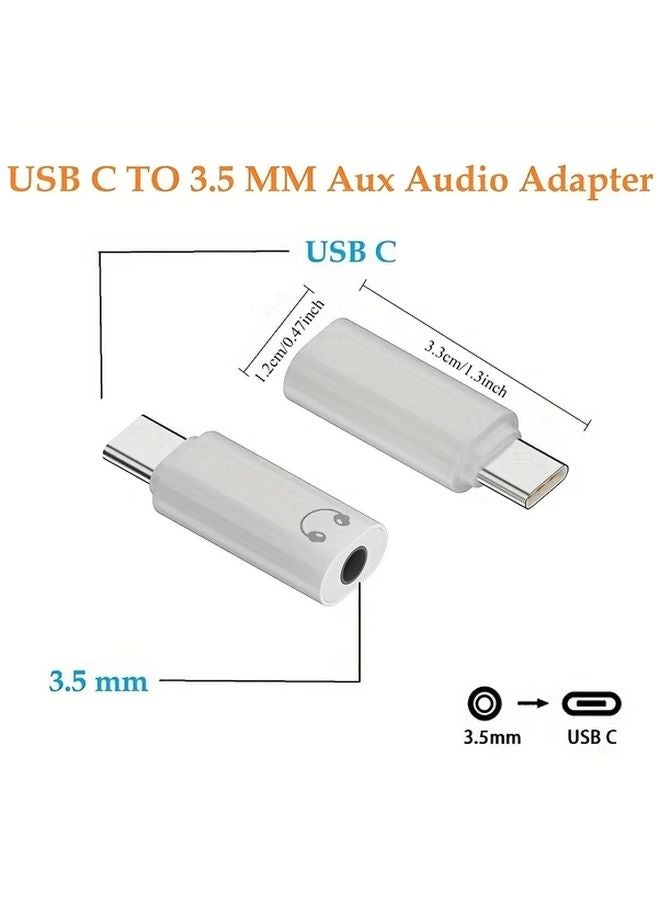 White USB C to 3 5mm Headphone Jack Adapter 2 Pack Compatible with iPhone 15 S23 S22 Ultra iPad Pro Pixel - Image 3