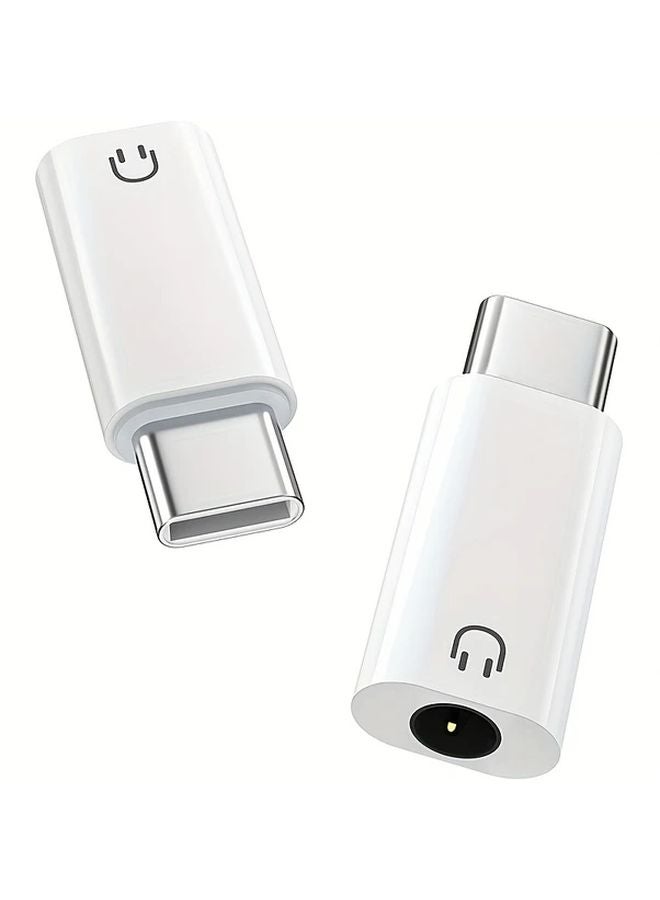 White USB C to 3 5mm Headphone Jack Adapter 2 Pack Compatible with iPhone 15 S23 S22 Ultra iPad Pro Pixel - Image 1