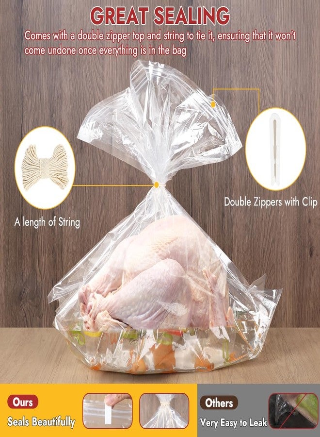 YQL أكياس النقع YQL - عبوة 2، 26''x22''، تحمل حتى 35 رطل مع خيوط قطنية، إغلاق مزدوج بسحاب للدجاج، الديك الرومي، اللحم البقري، لحم الخنزير، لحم الخنزير المقدد - Image 5