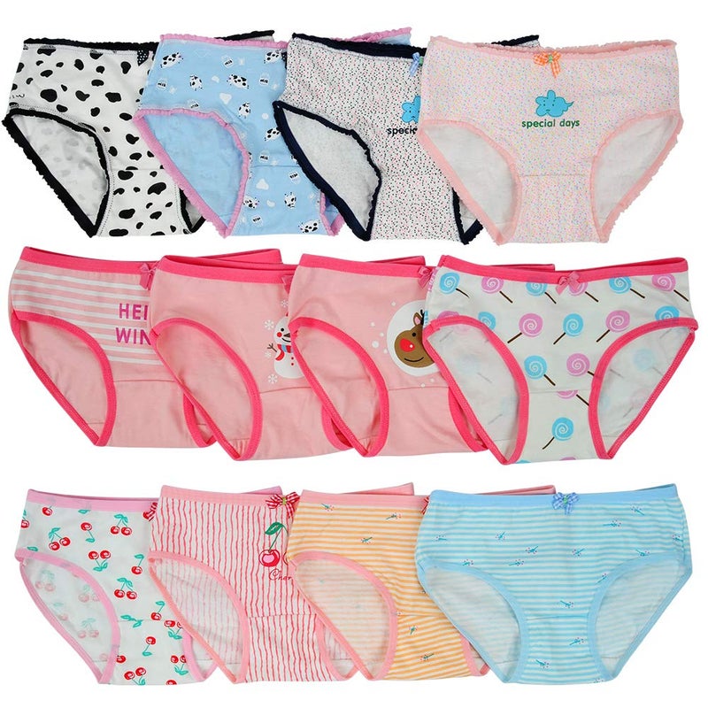 Closecret Toddler Soft Cotton Underwear Baby Panties Little Girls' 12-Pack Assorted Briefs (4-6T, style1)